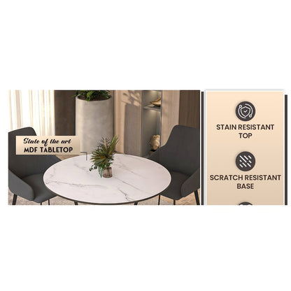 Bristol 31" round dining table Gold base with marbled MDF top