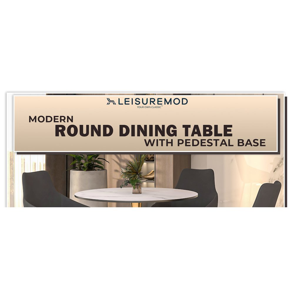Bristol 31" round dining table Gold Base With White Top