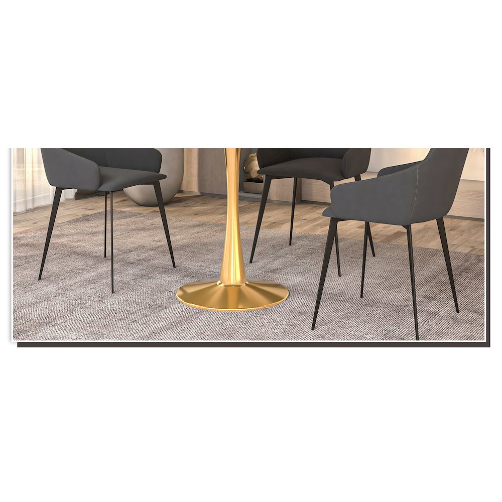 Bristol 31" round dining table Gold Base With White Top
