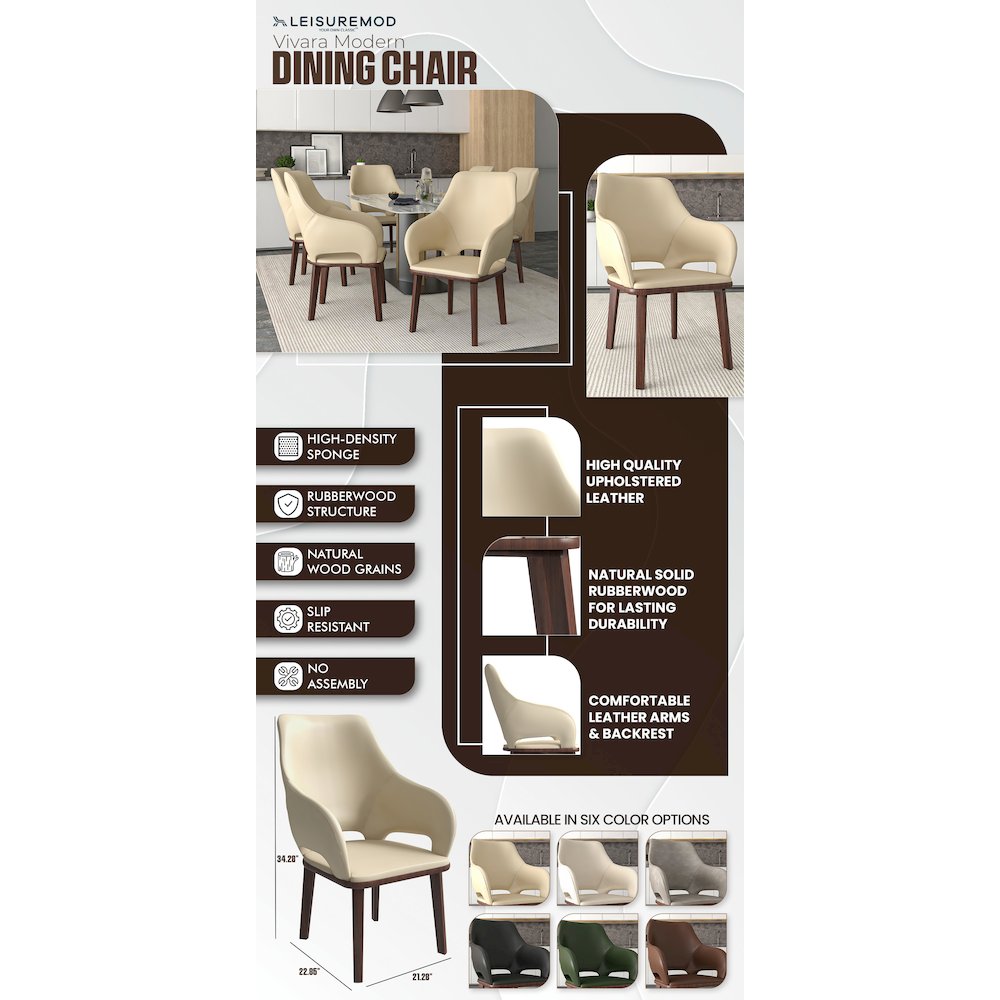 Vivara Collection Modern Dining Chair in Off White