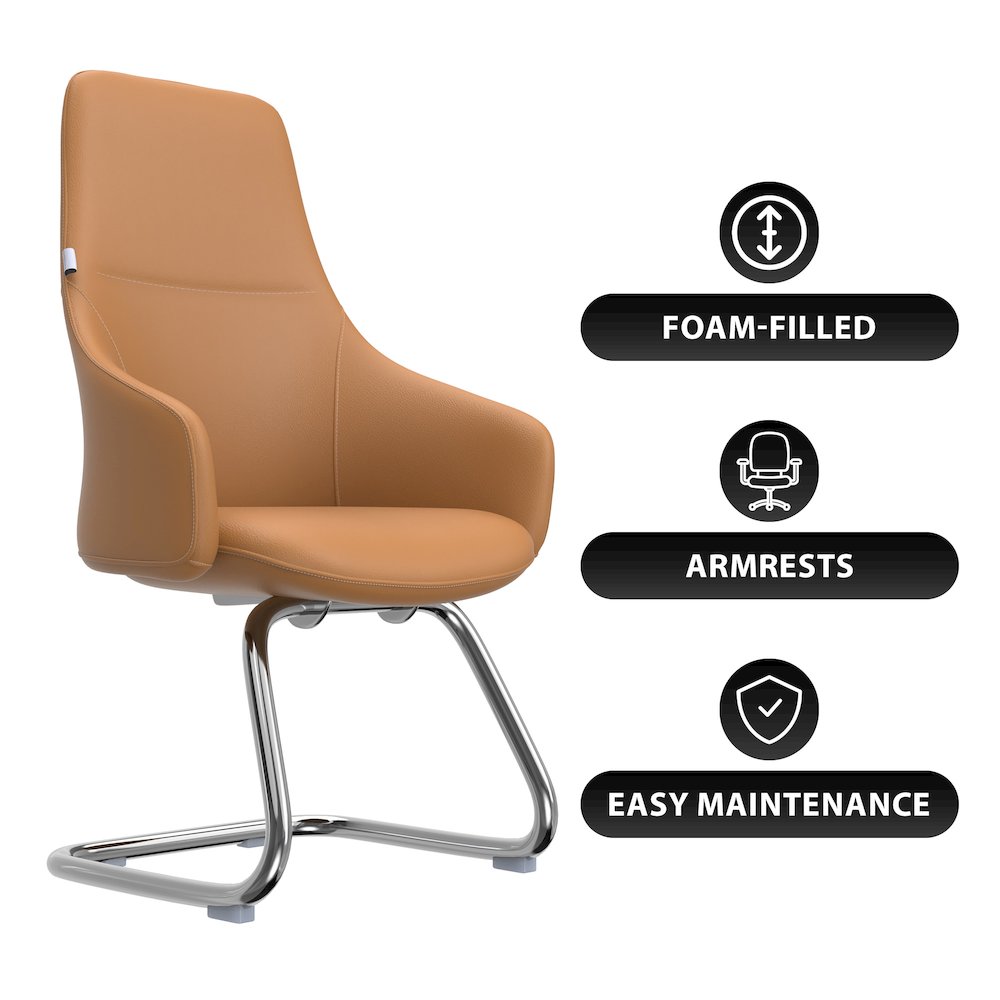 Celeste Series Office Guest Chair in Acorn Brown Leather