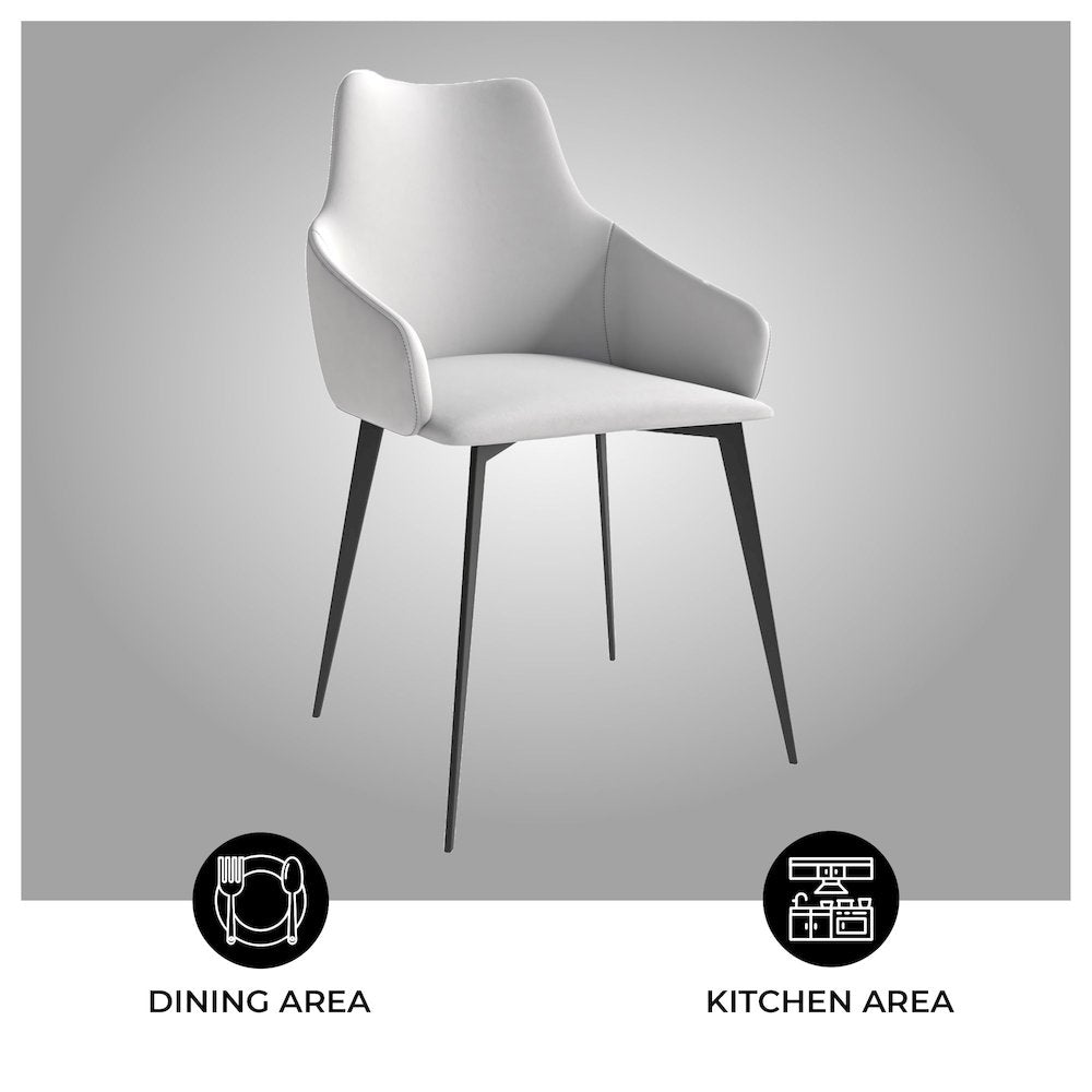Sonnet Series Modern Dining Chair in Coconut White Fabric - Set of 2