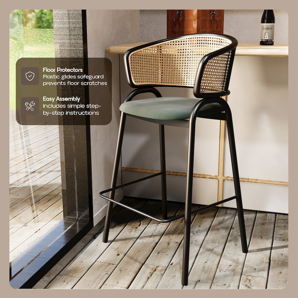Ervilla Wicker Bar Stool Set of 2