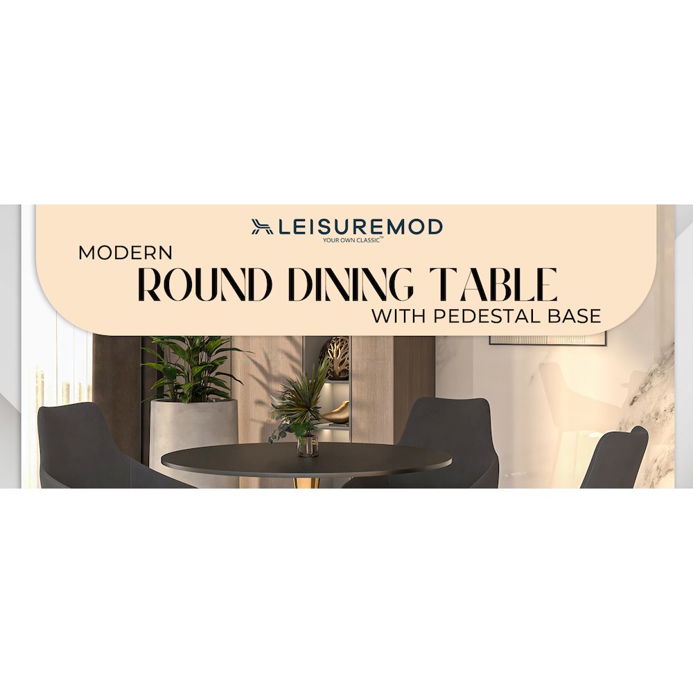 Bristol 35" round dining table Gold Base With Black Top