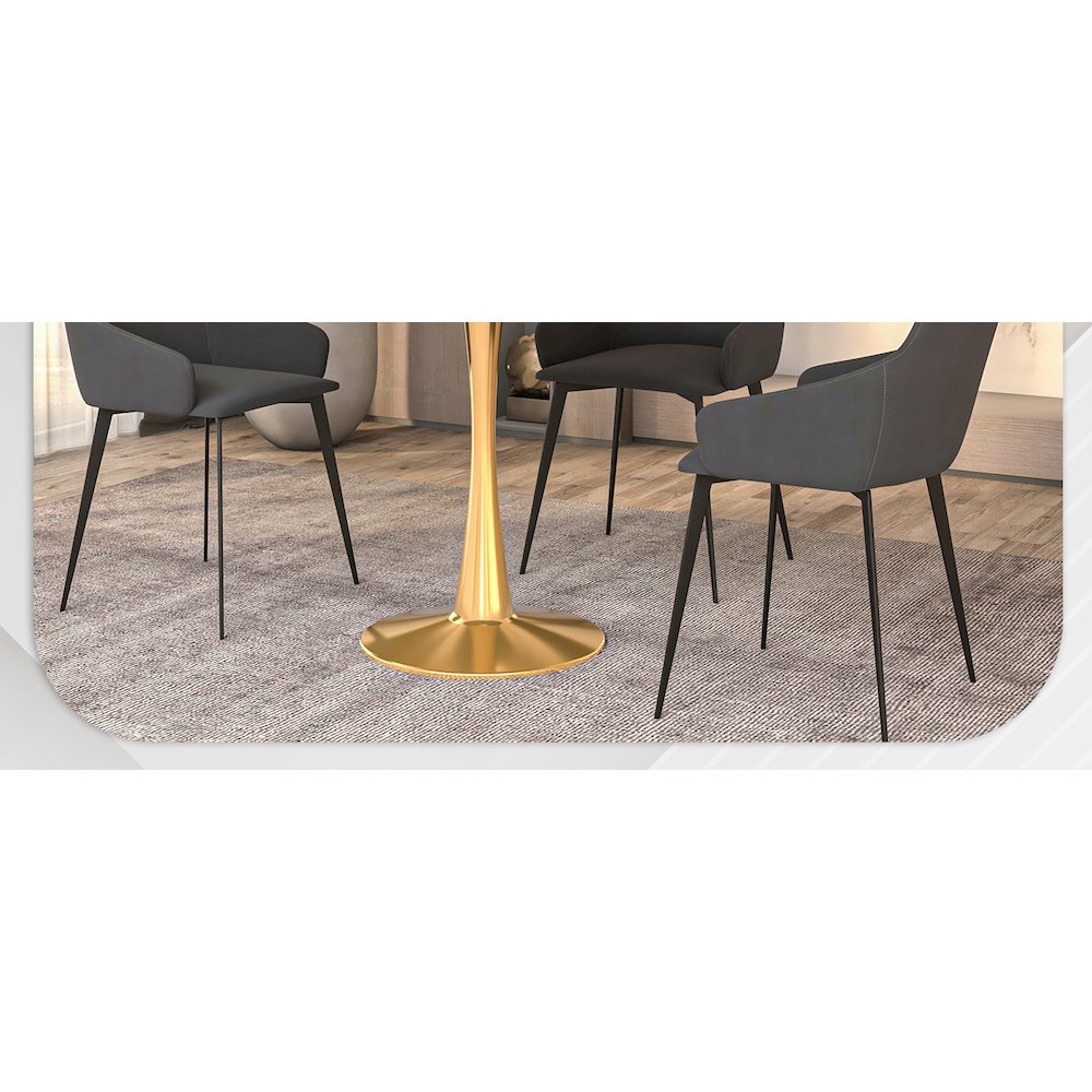 Bristol 35" round dining table Gold Base With Black Top