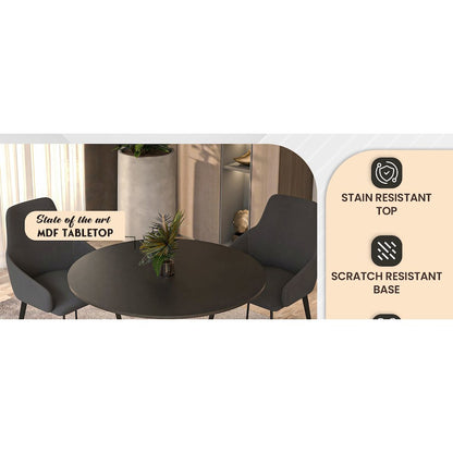 Bristol 35" round dining table Gold Base With Black Top