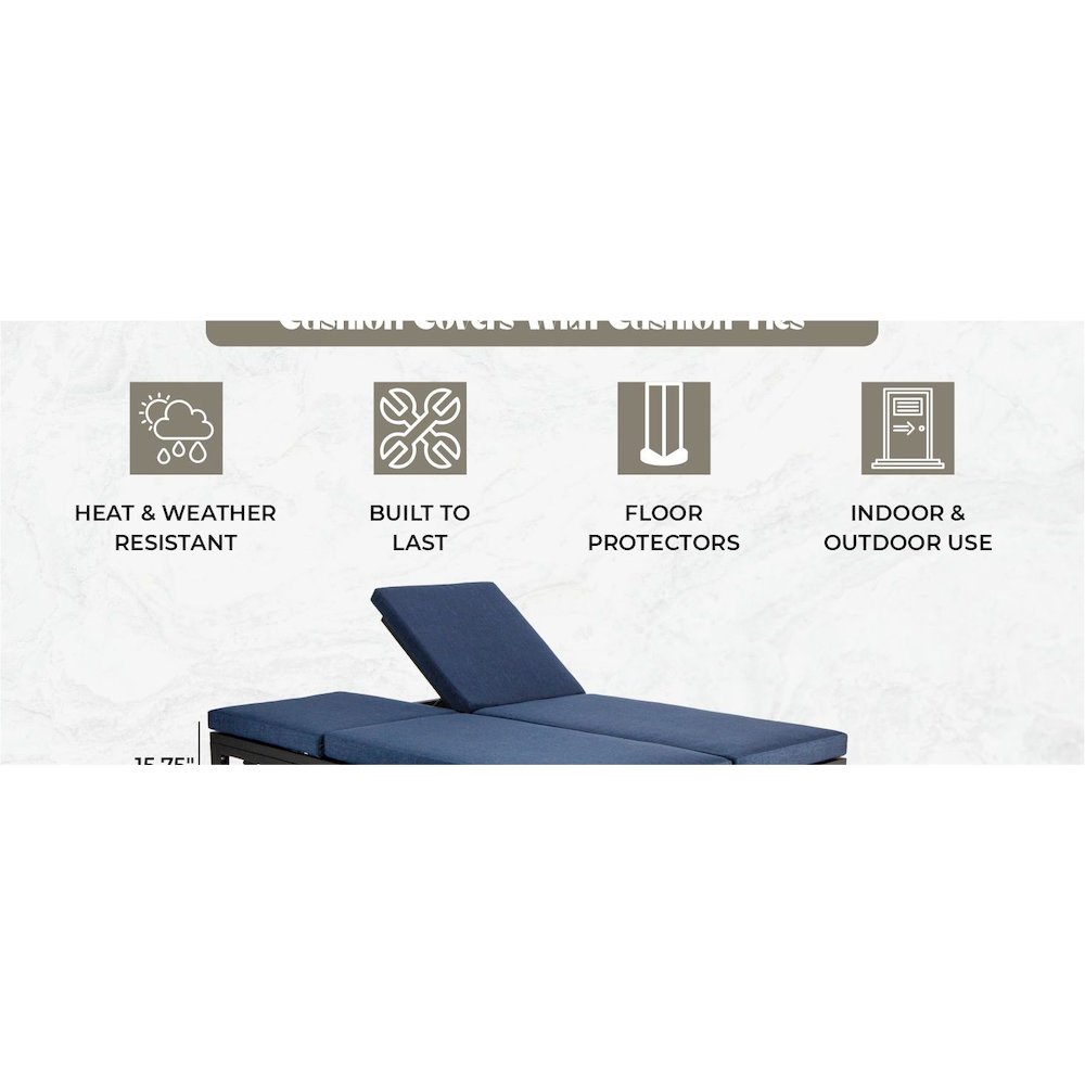 Chelsea Convertible Lounge Reclining Double Chaise With Cushions