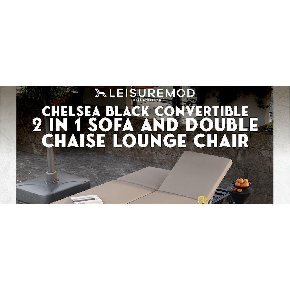 Chelsea Convertible Lounge Reclining Double Chaise With Cushions