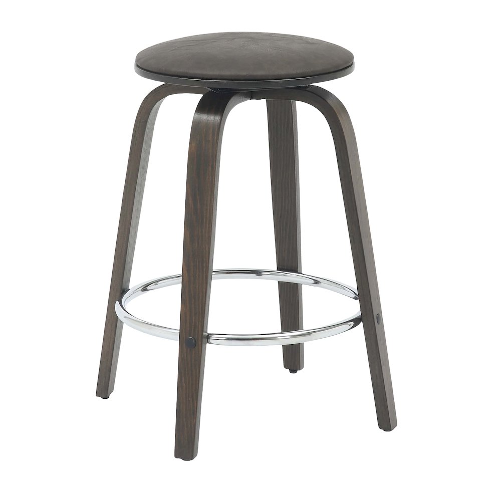 Wooden Counter Stool Pelya Collection Modern Style Walnut Glazed color in Brown