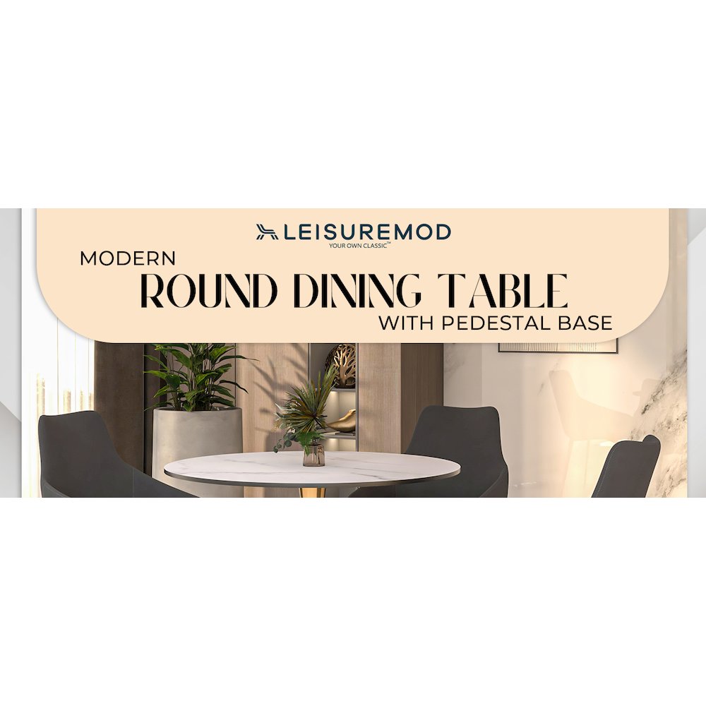 Bristol 35" round dining table Gold Base With White Top
