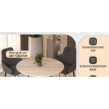 Bristol 35" round dining table Gold Base With Natural Wood Top