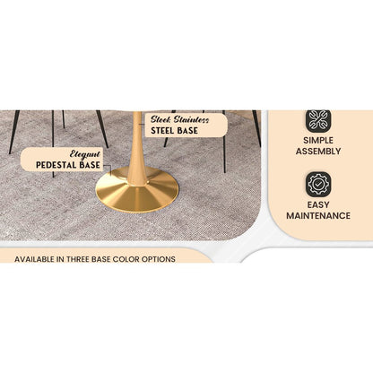 Bristol 35" round dining table Gold Base With Natural Wood Top