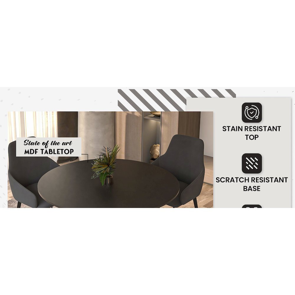 Bristol 40" round dining table Gold Base With Black Top