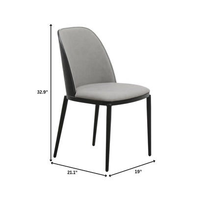 Tule Collection Dining Chair, Black Frame With Light Grey Leather