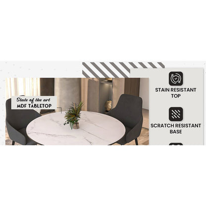 Bristol 40" round dining table Gold base with marbled MDF top