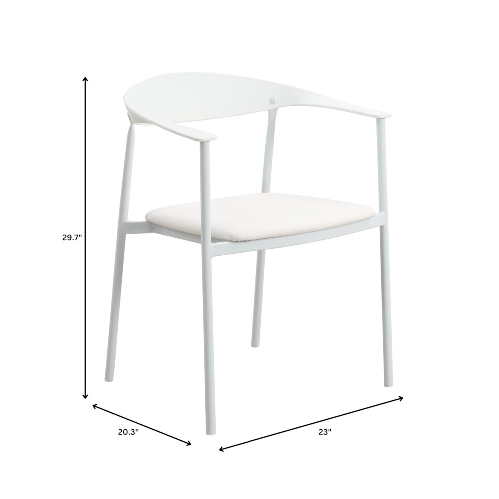 Kora Collection Modern Dining Chair in White - Set of 2