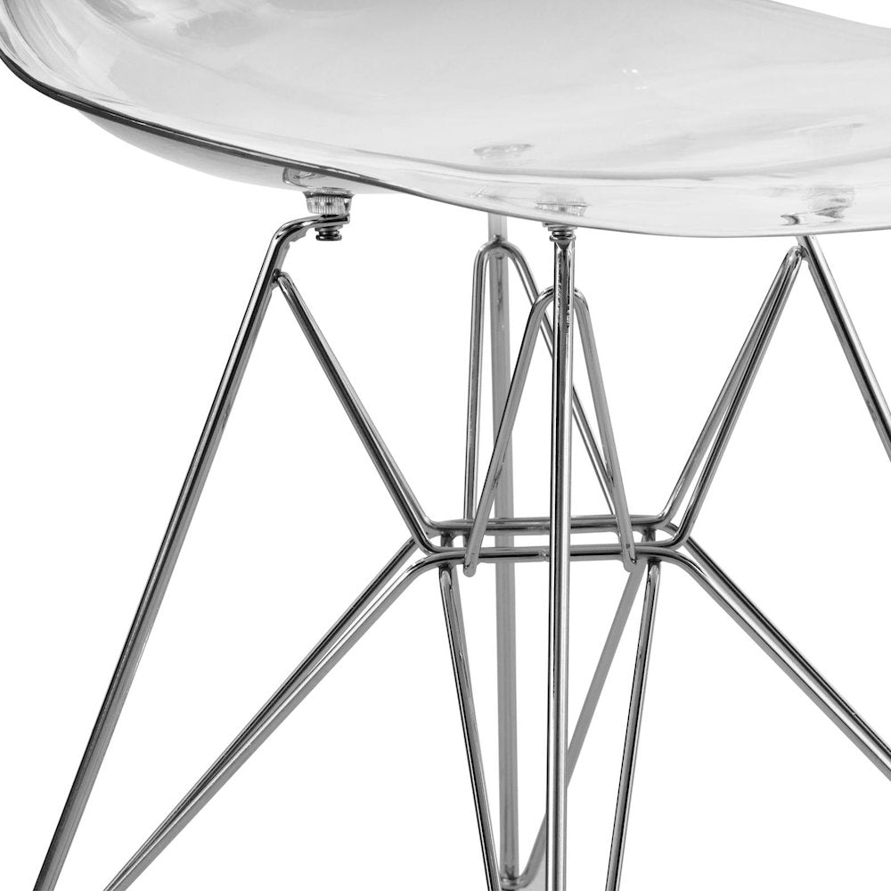 5-Piece Dining Set 35" Round Dining Table in Chrome - Clear