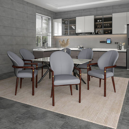 Opaline Series Elegant Wooden Dining Chair in Two-Tone Grey