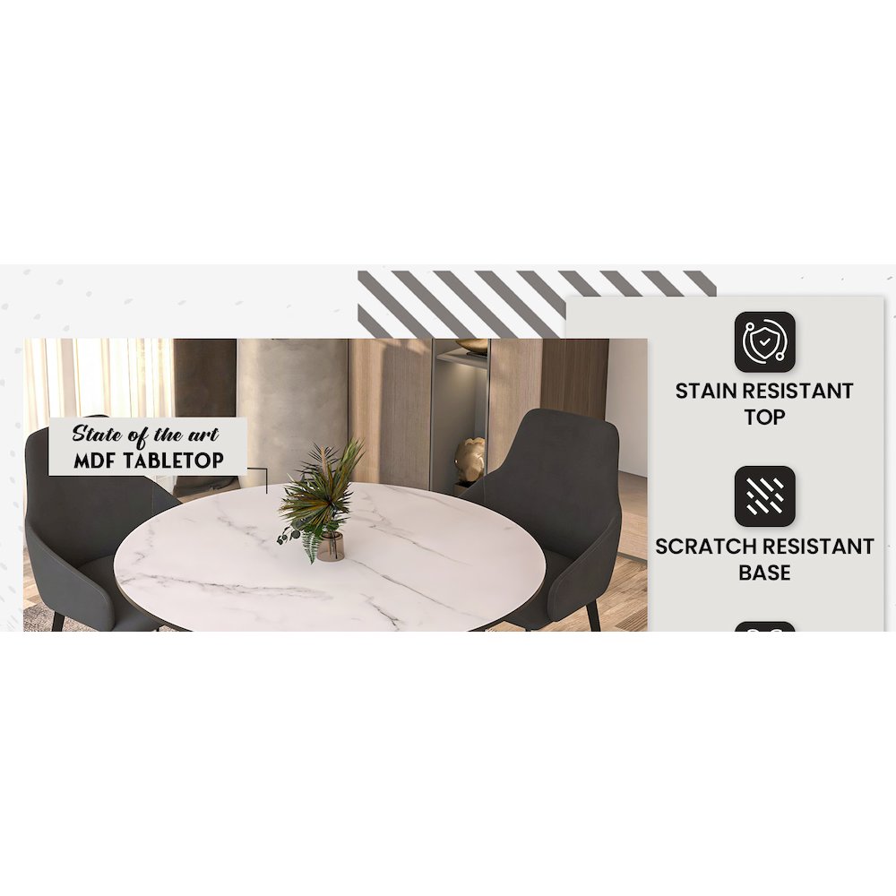 Bristol 40" round dining table Gold Base With White Top