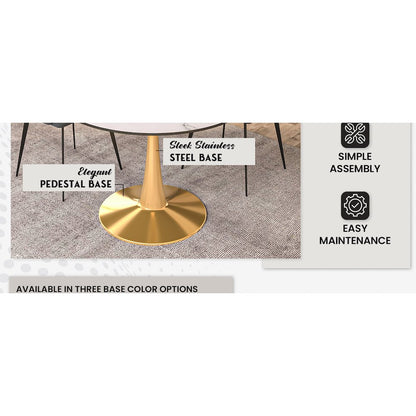 Bristol 40" round dining table Gold Base With White Top