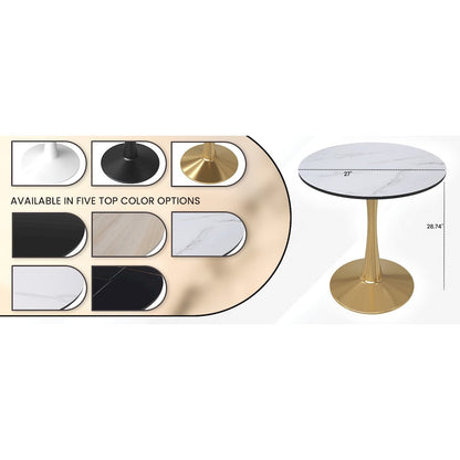 Bristol 27" round dining table Gold Base With White Top