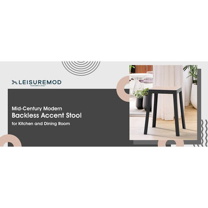 Tresse Series Stackable Poly Stool With Wicker Top 12 in Black