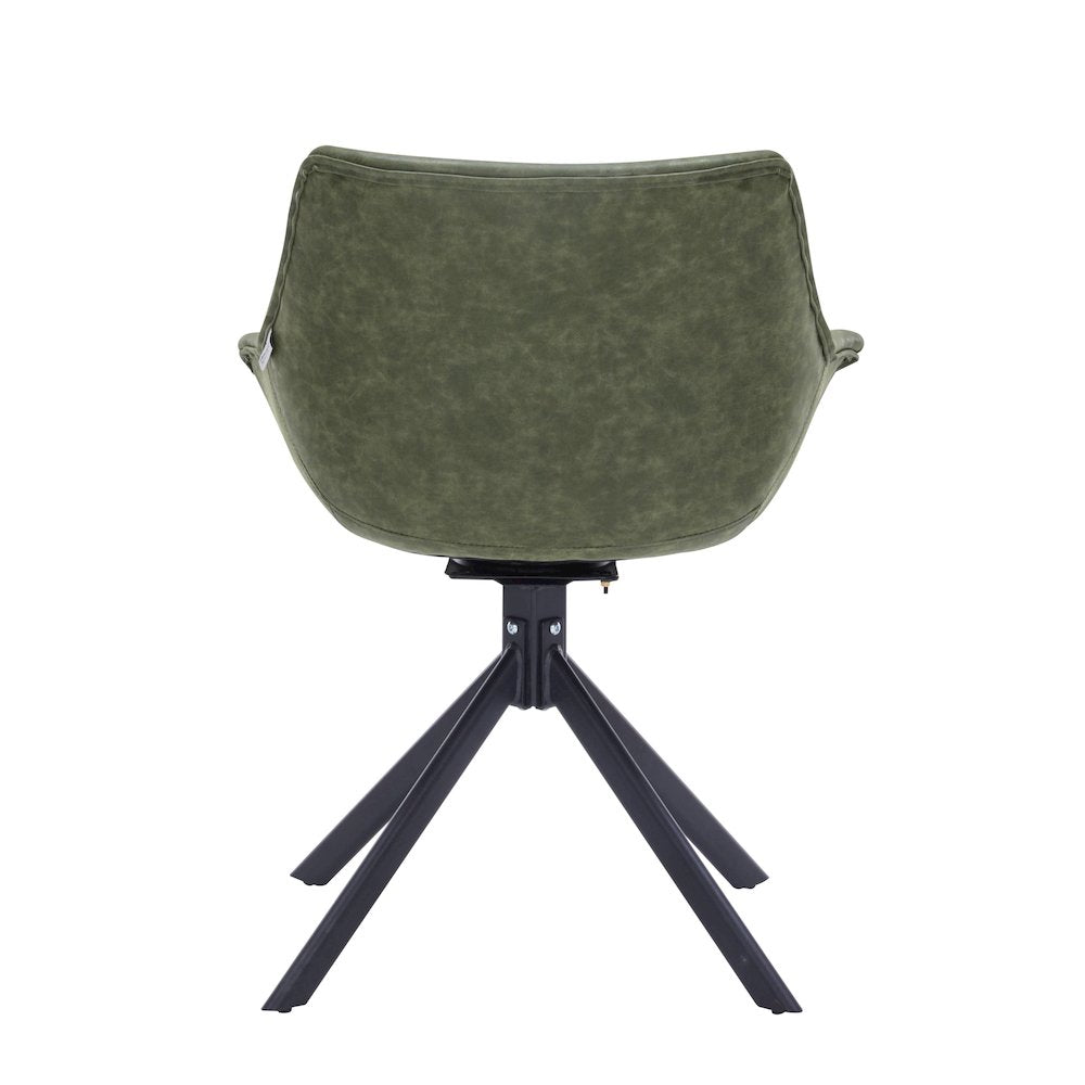 Markley Modern Leather Dining Swival Arm Chair in Green