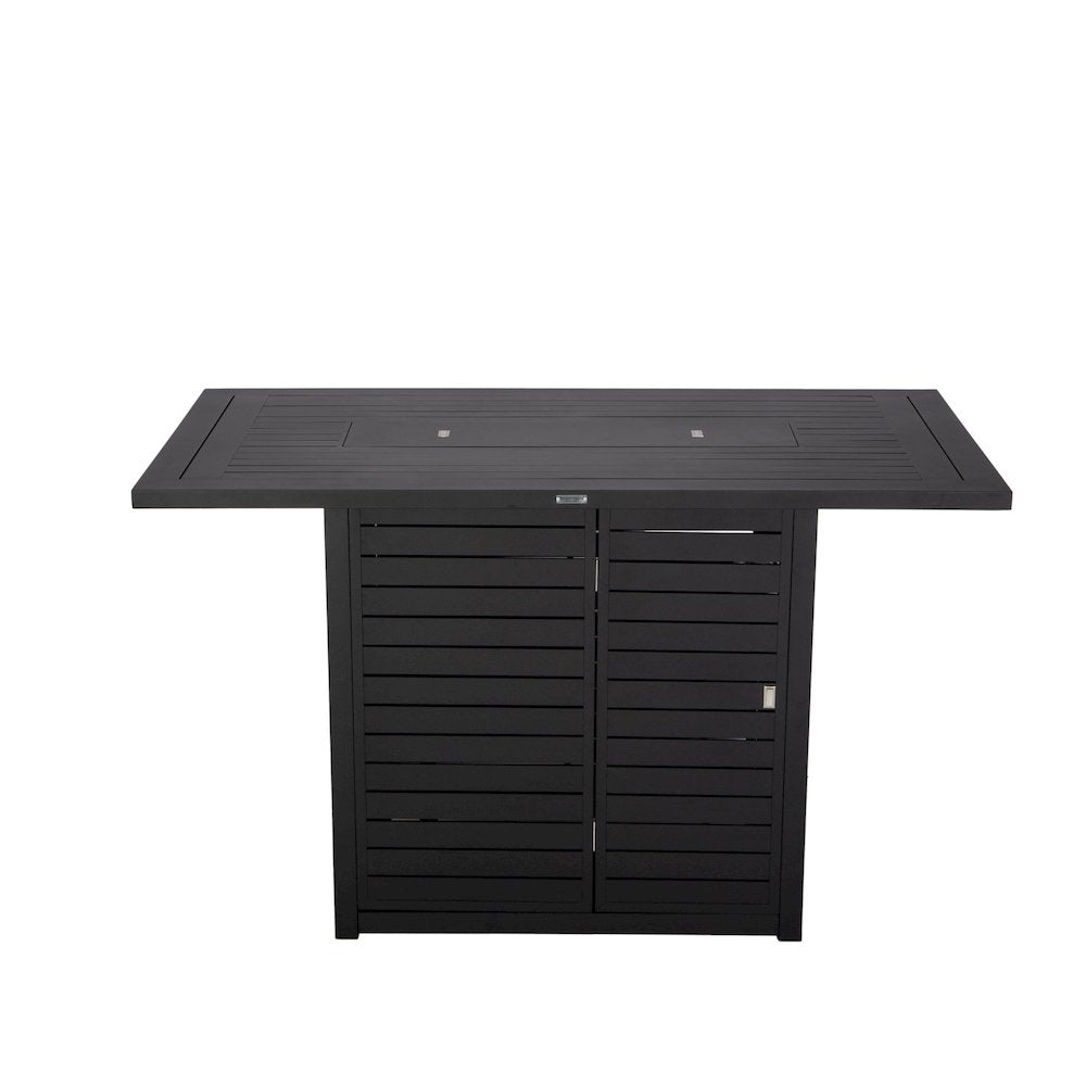 Chelsea Collection Aluminum Outdoor Dining Set in black with Beige Cushions
