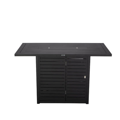 Chelsea Collection Aluminum Outdoor Dining Set in black with Beige Cushions