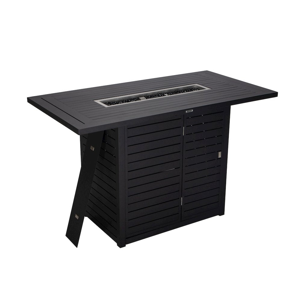 Chelsea Collection Aluminum Outdoor Dining Set in black with Beige Cushions