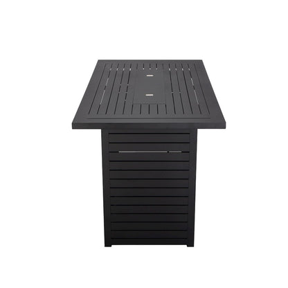 Chelsea Collection Aluminum Outdoor Dining Set in black with Beige Cushions