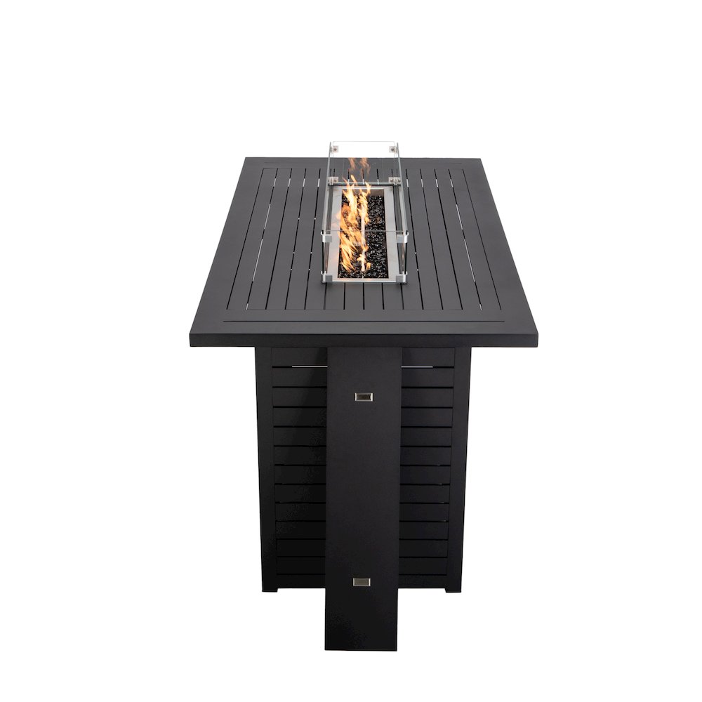 Chelsea Collection Aluminum Outdoor Dining Set in black with Beige Cushions