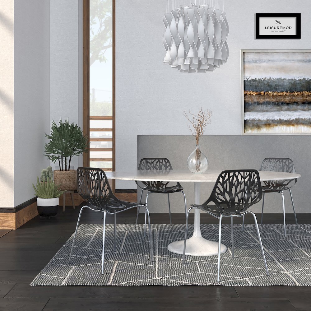 Modern Asbury Dining Chair w/ Chromed Legs