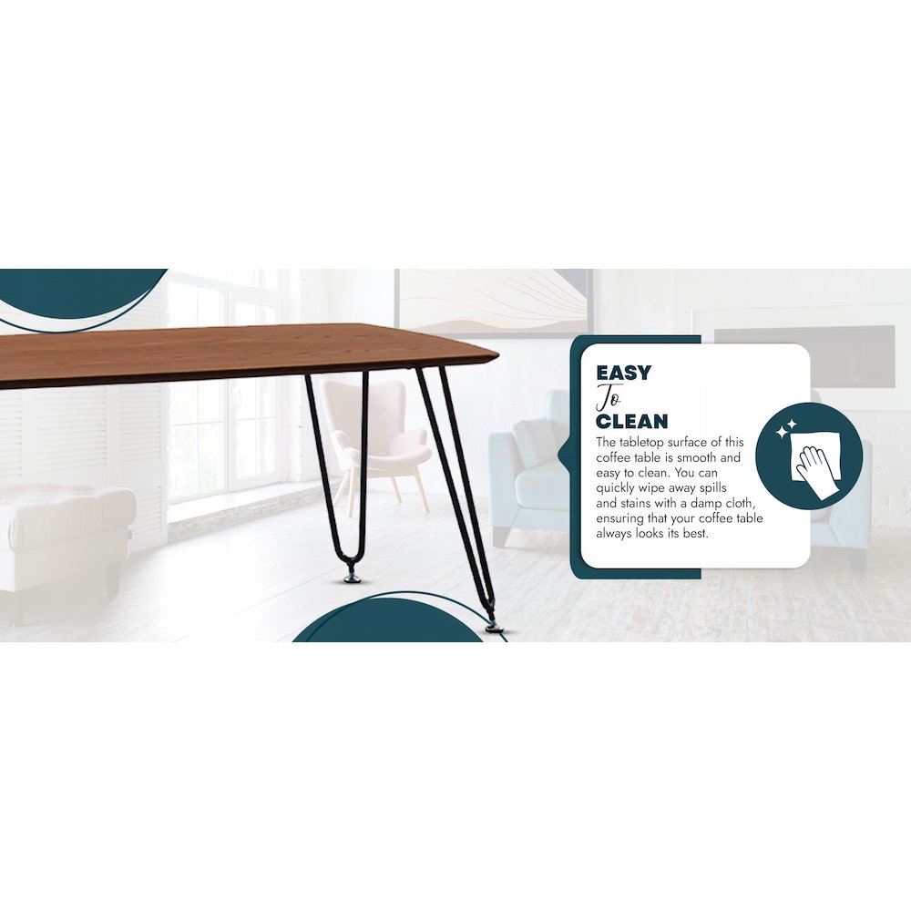 Elmwood Modern Wood Top Coffee Table With Iron Base