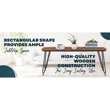 Elmwood Modern Wood Top Coffee Table With Iron Base