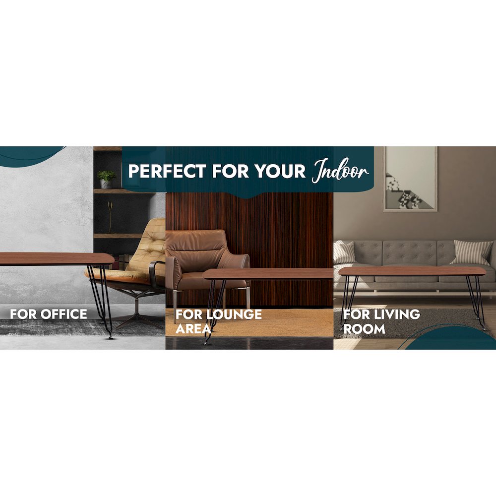Elmwood Modern Wood Top Coffee Table With Iron Base
