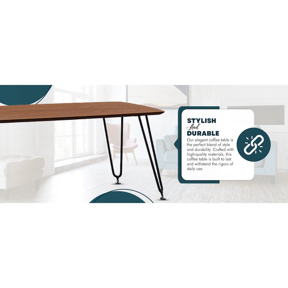 Elmwood Modern Wood Top Coffee Table With Iron Base