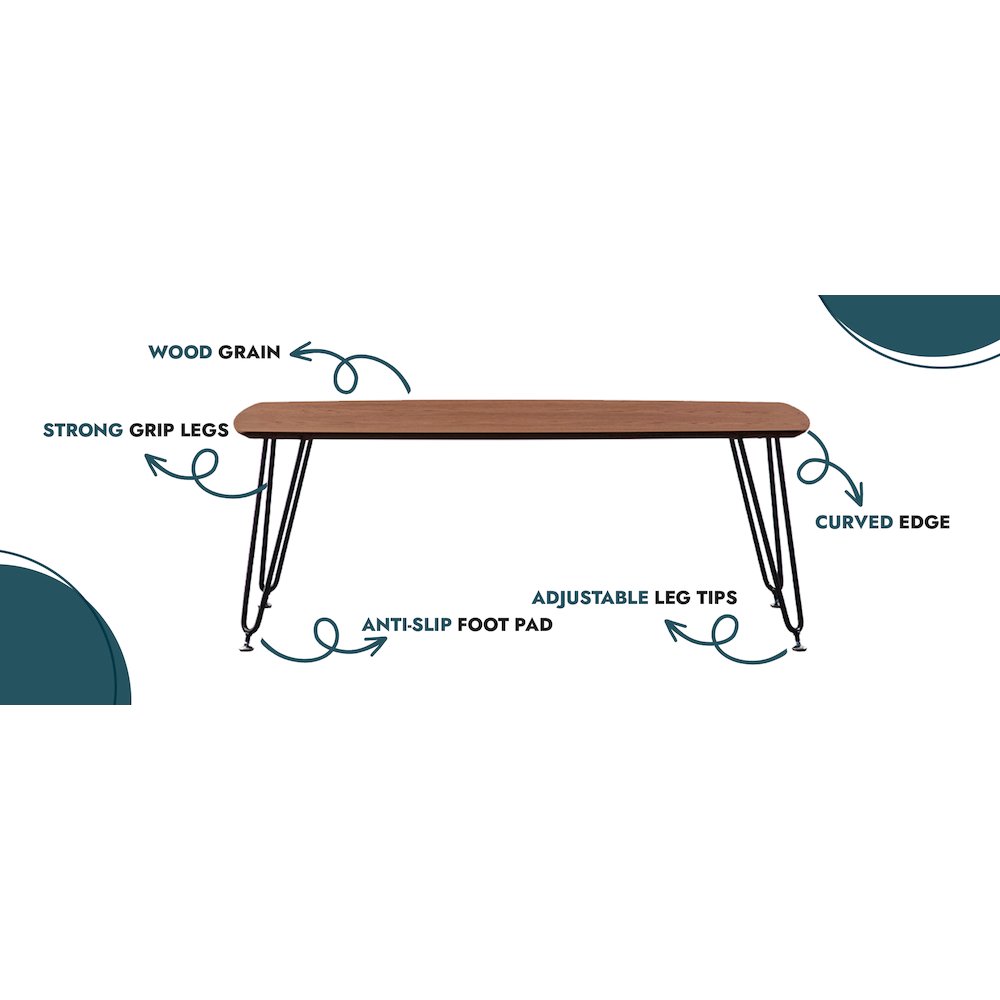 Elmwood Modern Wood Top Coffee Table With Iron Base