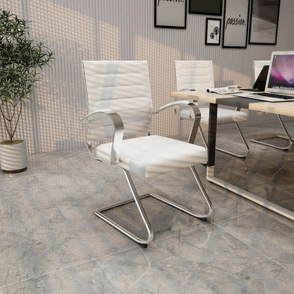 Benmar Home Leather Guest Office Chair in White