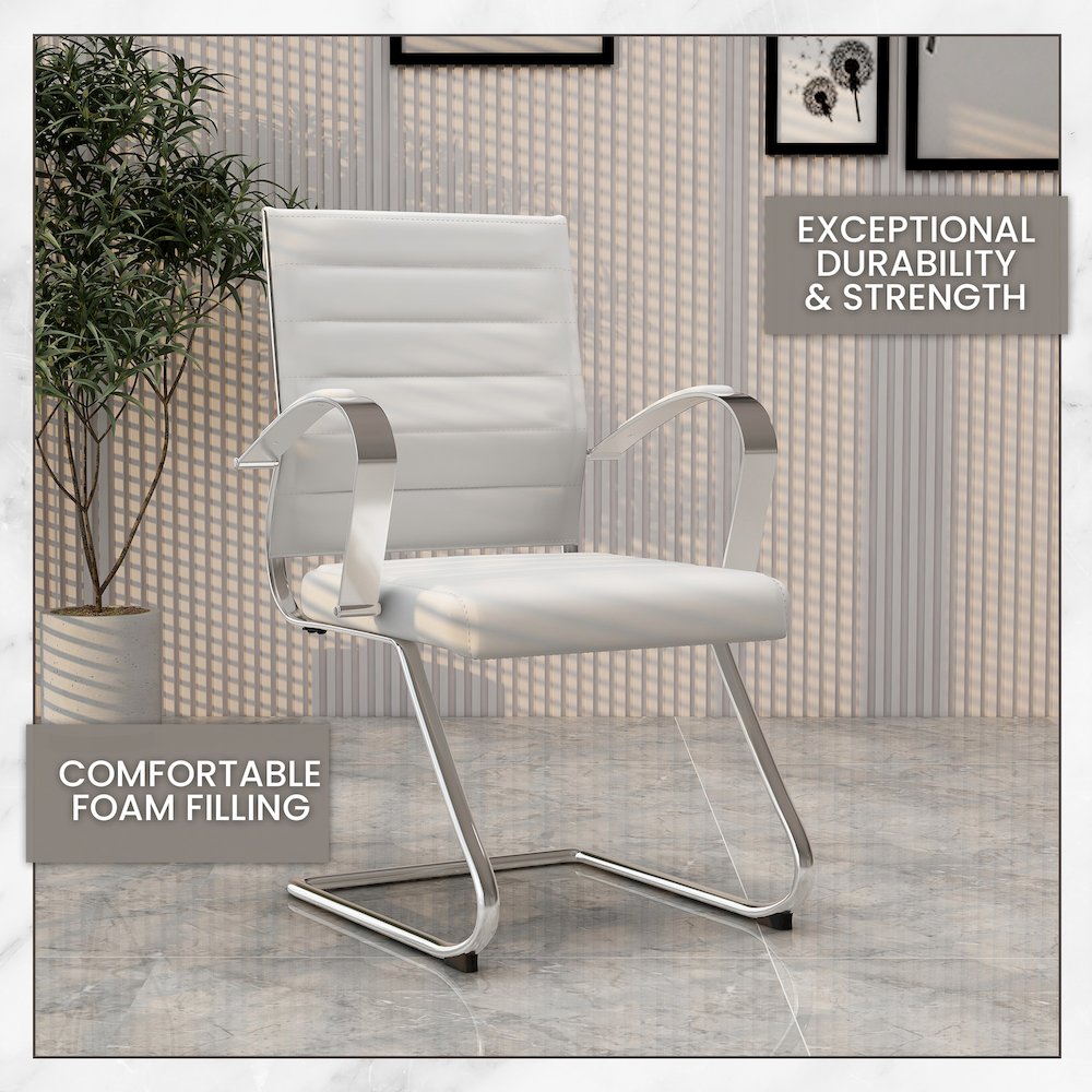 Benmar Home Leather Guest Office Chair in White