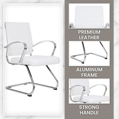 Benmar Home Leather Guest Office Chair in White