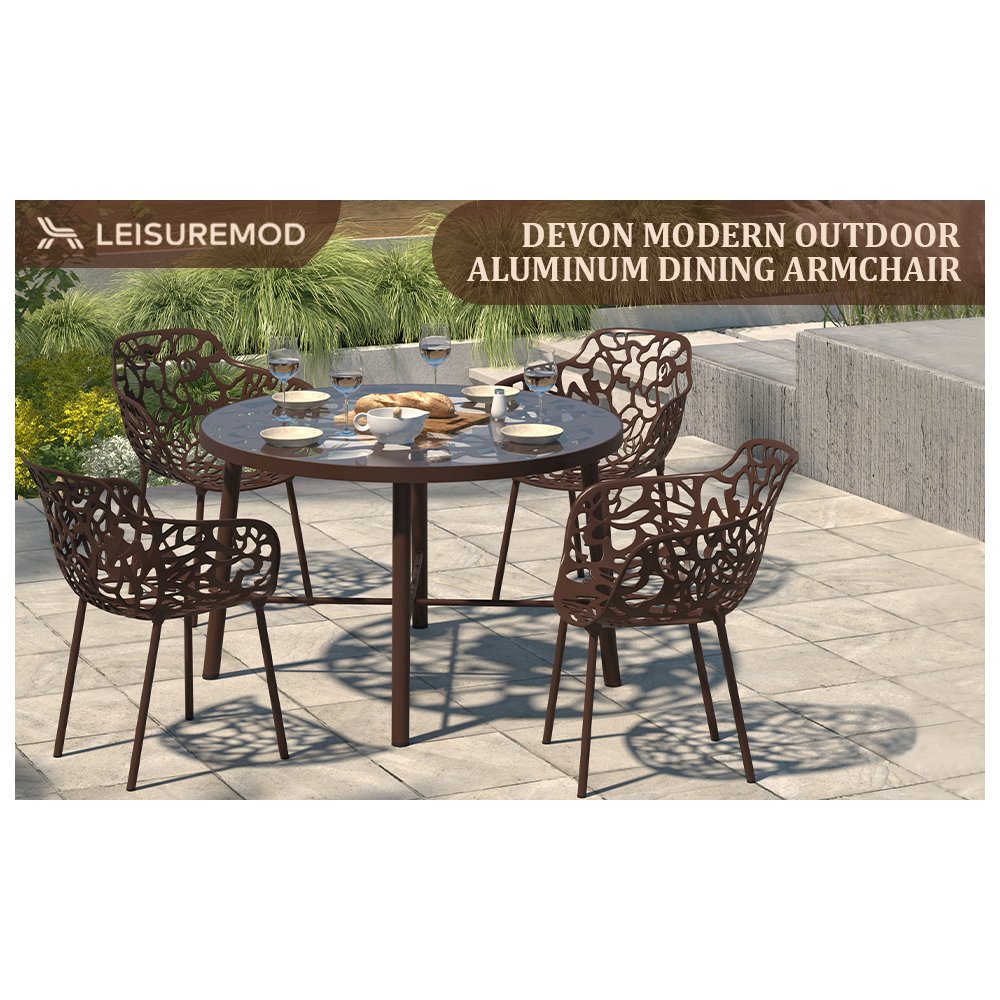 Modern Devon Aluminum Armchair, Set of 2