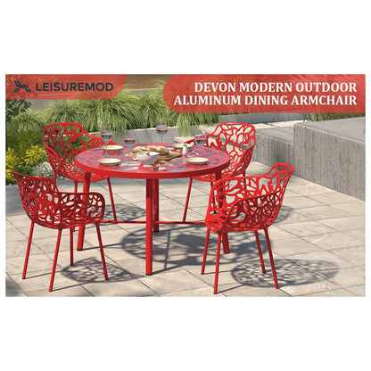Modern Devon Aluminum Armchair, Set of 2