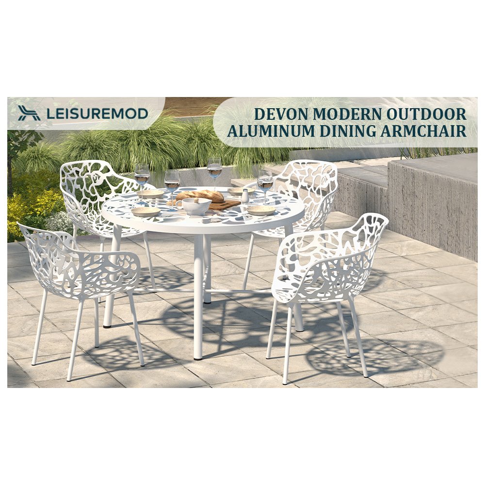 Modern Devon Aluminum Armchair, Set of 2