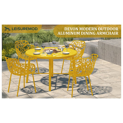 Modern Devon Aluminum Armchair, Set of 2