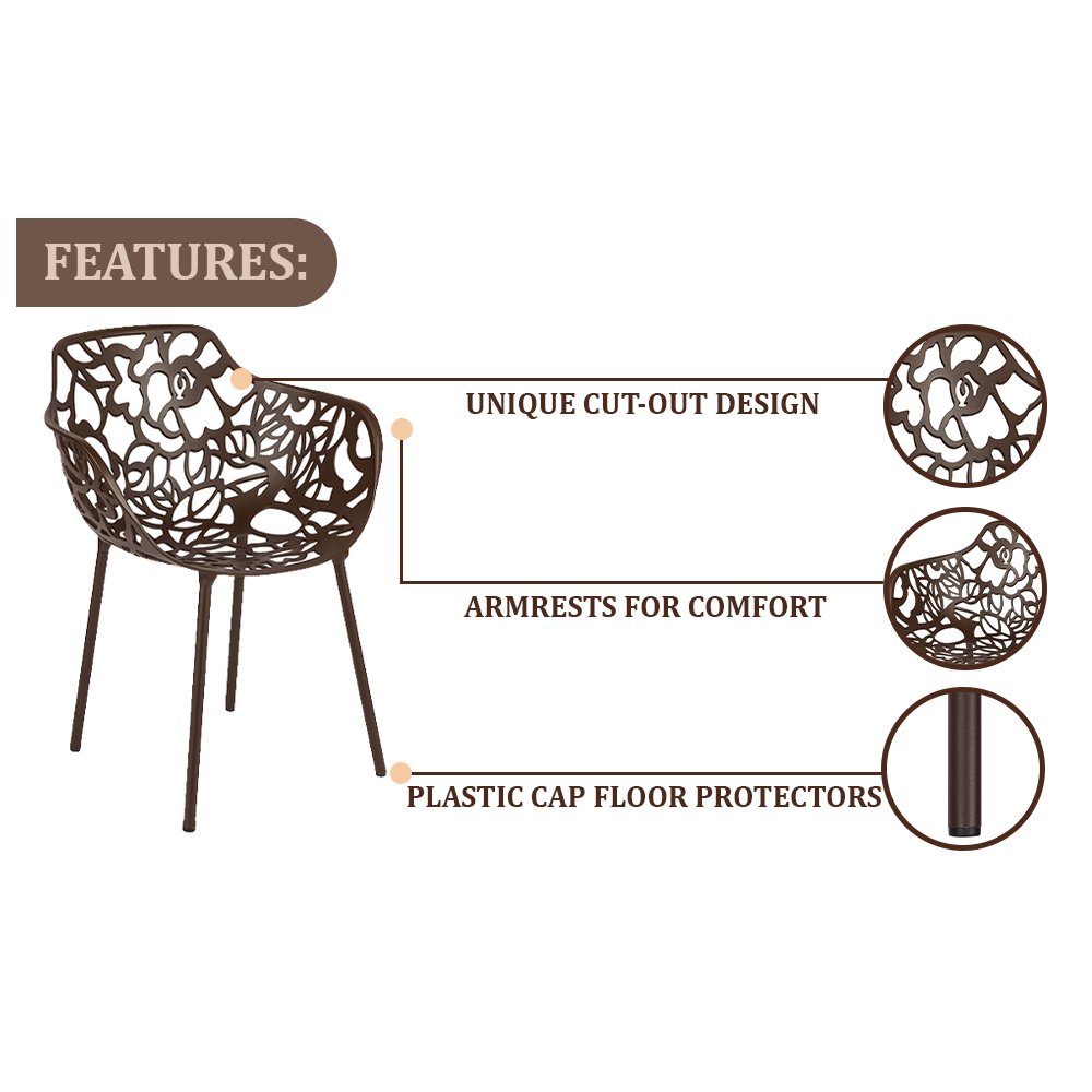 Modern Devon Aluminum Armchair, Set of 2