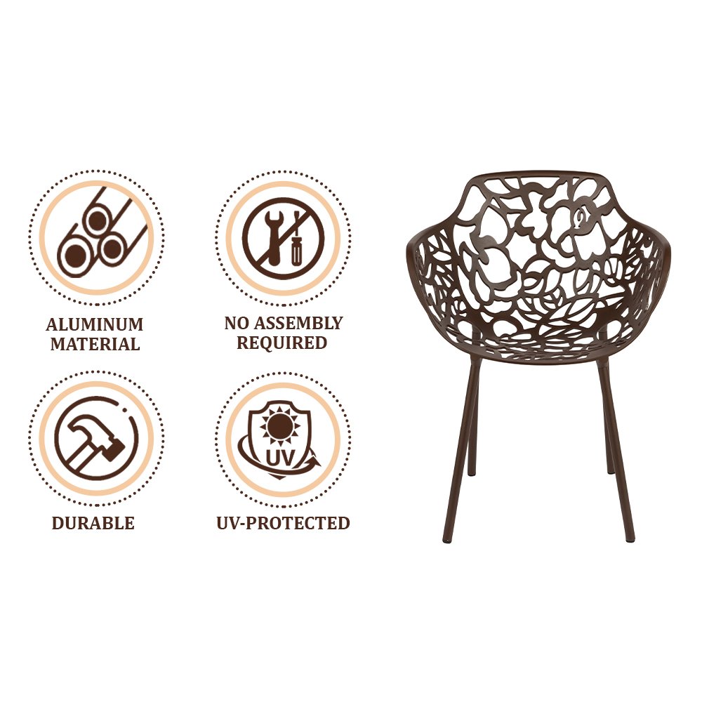 Modern Devon Aluminum Armchair, Set of 2