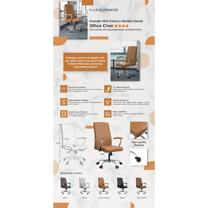 Evander Series Office Chair in Acorn Brown Leather