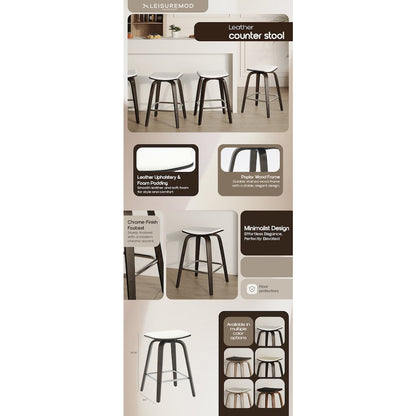 Wooden Counter Stool in White