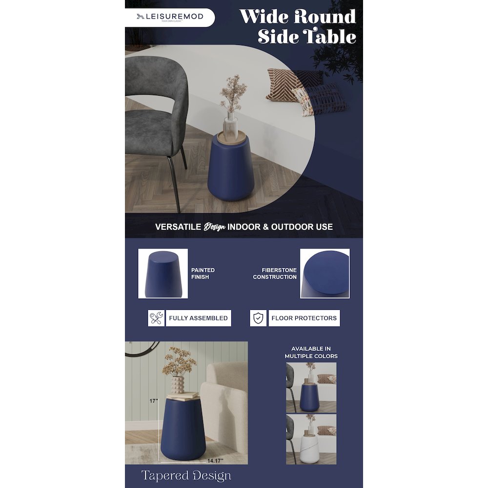 Modern Side End Table Glint Series In Saphire Blue